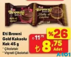 ETİ BROWNİ GOLD KAKAOLU KEK 45 G ETİ BROWNİ GOLD KAKAOLU KEK 45 G